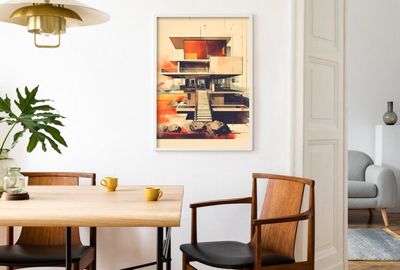 Mid Century Wall Art | Modern Architecture Print | Retro