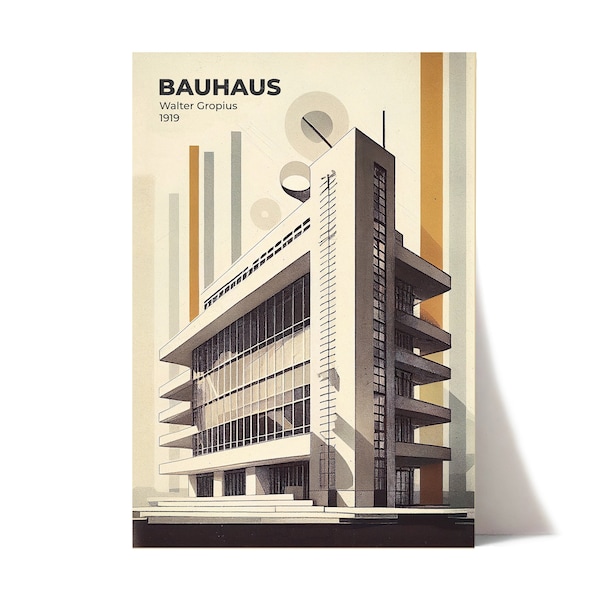 Vintage Architektur Poster | Bauhaus Design Wand Kunst | Retro Architektur Druck | Bauhaus druckbare Kunst | Architekt Walter Gropius