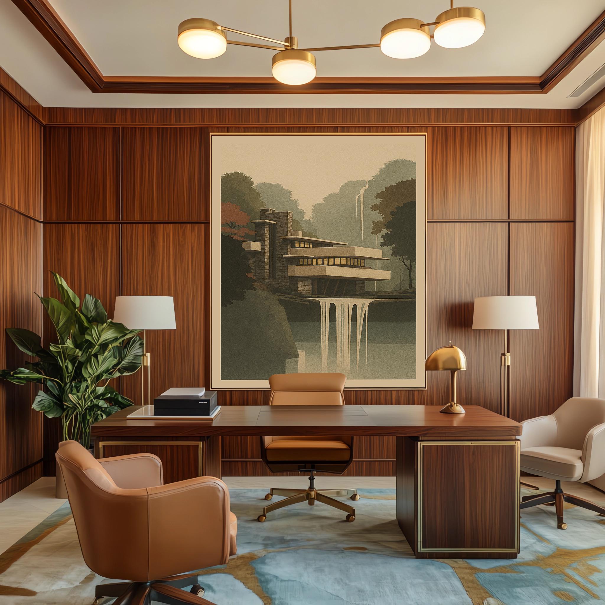 Fallingwater Print V2 | Architecture Poster | Frank Lloyd Wright House ...