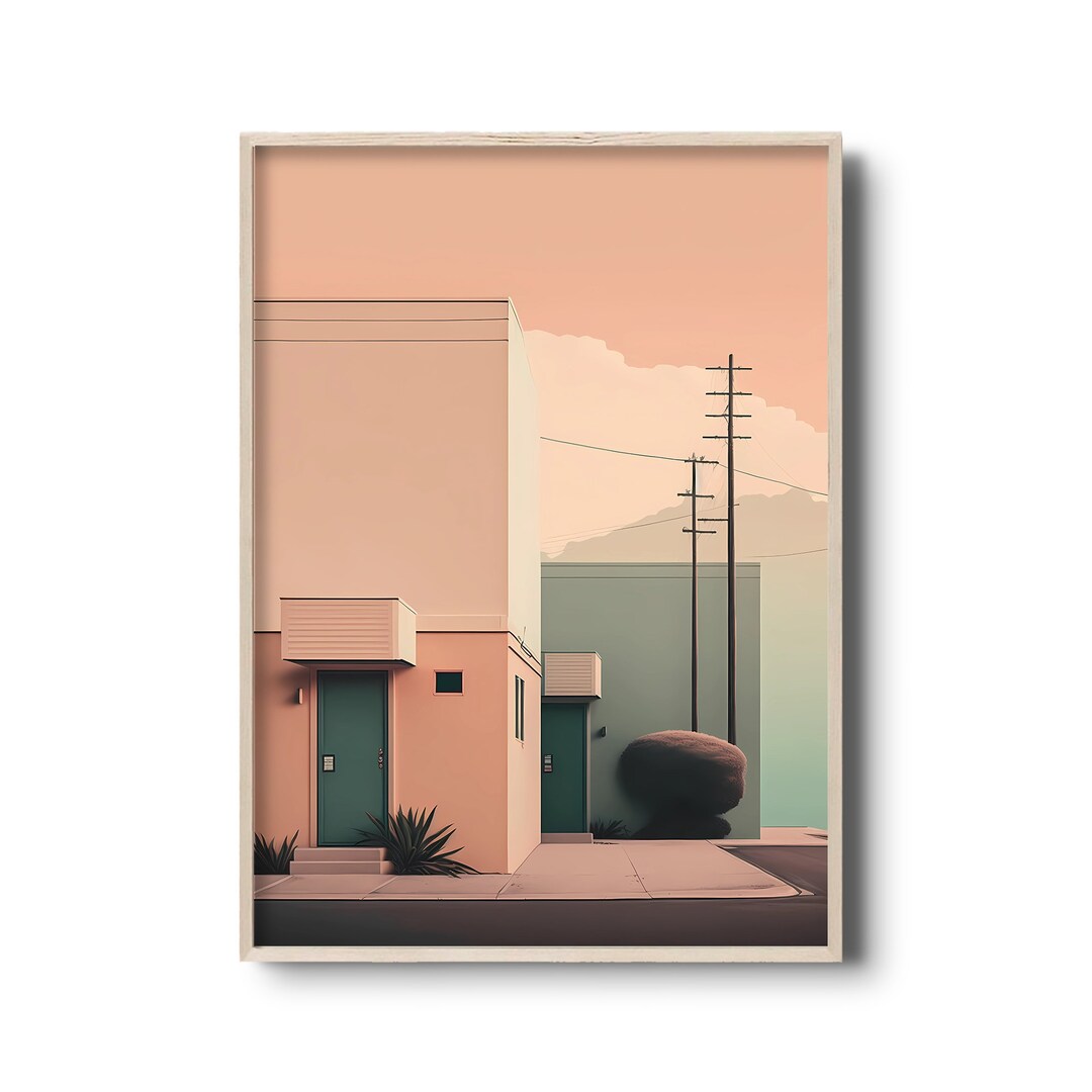 Minimalist Urban Architecture Print | Minimalist Dreamy California ... - Minimalist Printed Urban Wall Hang
