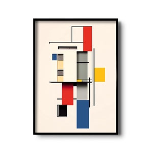 De Stijl Art Print / Piet Mondrian Wall Art / Arquitectura moderna inspirada en el movimiento De Stijl / Arte geométrico abstracto, cartel minimalista