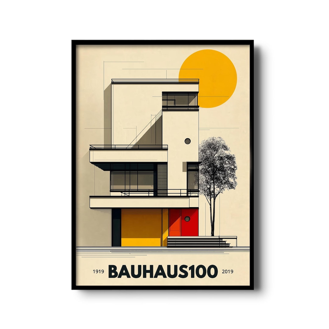 Bauhaus100 Architecture Art Print | Minimalist Modernist Wall Poster ...