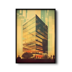Mid century modern architecture | Modern architecture wall art | Modernist print | Vintage wall decor | printable modern architecture poster