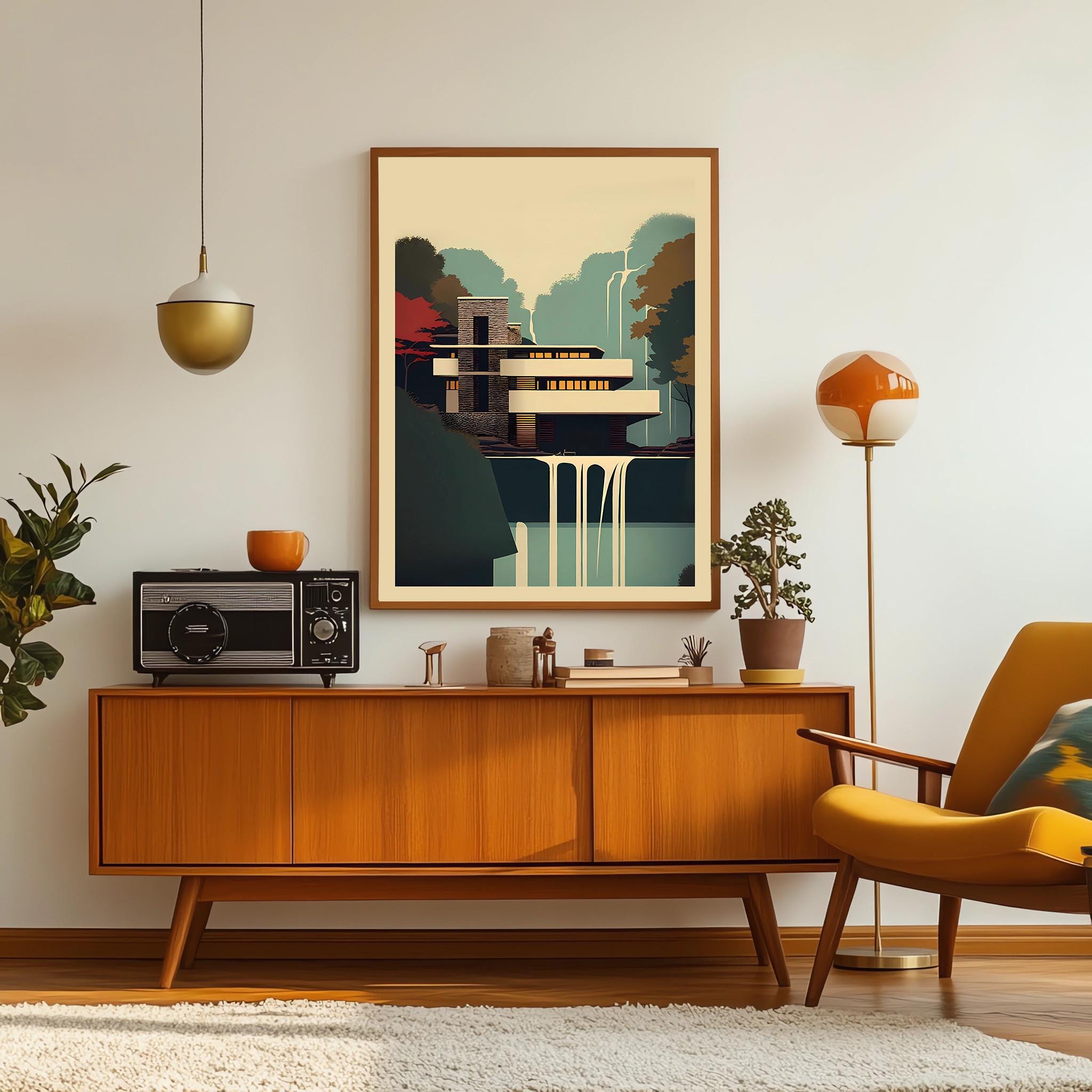 落水荘デジタルプリント | 建築ポスター | 落水荘 フランク・ロイド