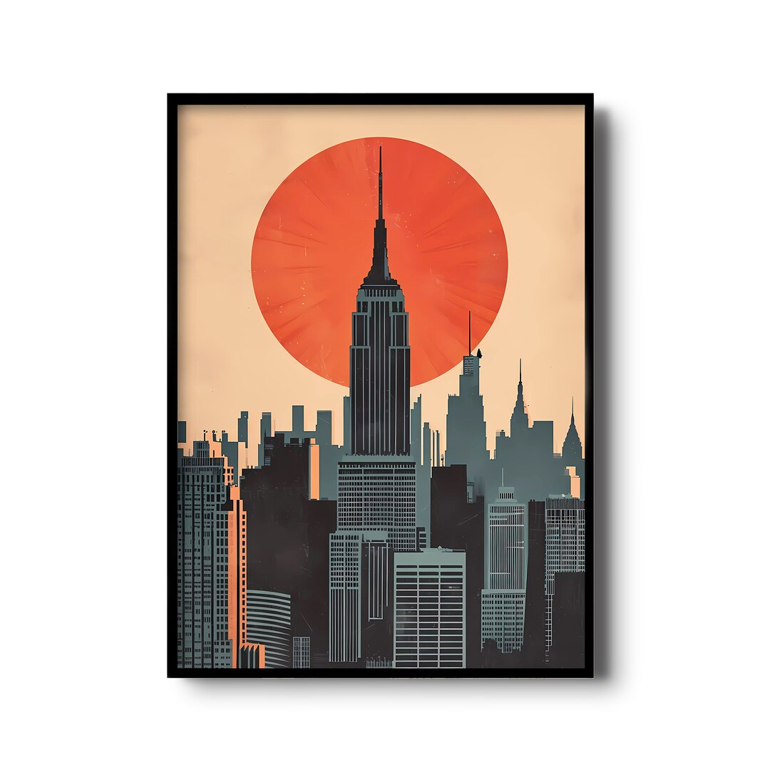 New York City Sunset Art Print | Empire State Building | NYC Wall Art ...