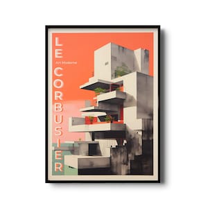 Modern Art poster| Le Corbusier inspired Modern Architecture | Mid-century vintage | Le Corbusier wall art | Exhibition poster