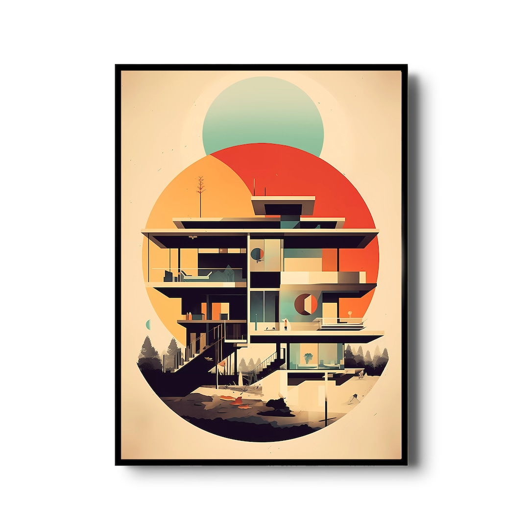Vintage Wall Art | Retro Architecture Print | Modernist Architecture