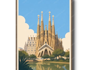 Minimalistisk Sagrada Familia-affisch, Barcelona-arkitekturtryck, modernistisk reseväggkonst