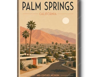Palm Springs Mid Century Modern Poster, Kalifornienöknen Resetryck, Retro Modernistisk Väggkonst