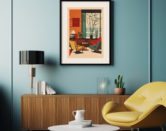 ヴィンテージミッドセンチュリーモダンアートプリント | モダン建築
