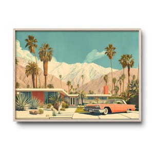 Vintage Palm Springs Wall Art | Palm Springs Lifestyle | Retro California Travel Poster | Mid-century Modern Architecture | Desert Oasis