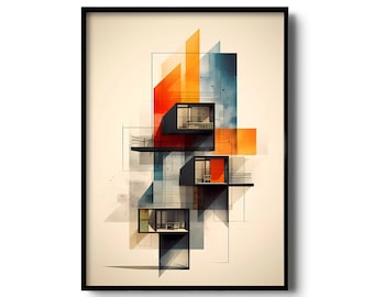 Minimalistische Architektur Kunstdruck | Mid-Century Modern Architektur | Minimalist Kunst | Vintage minimalistische Illustration