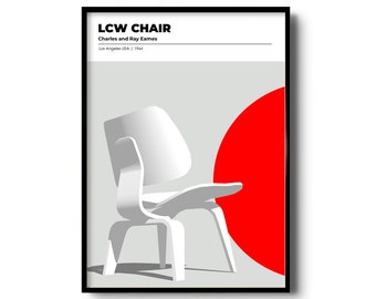 Design poster | Iconic Eames LCW chair | Iconic Chair Design collection | printable digital illustration