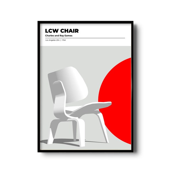 Design poster | Iconic Eames LCW chair | Iconic Chair Design collection | printable digital illustration