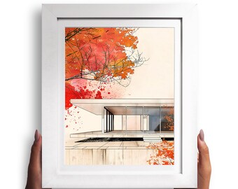 Minimalist House Wall Art | Mies Van Der Rohe | Modern