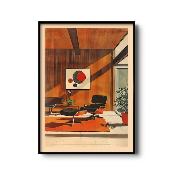 Modern Interior Art Print | Eames Lounge Chair | Mid-century