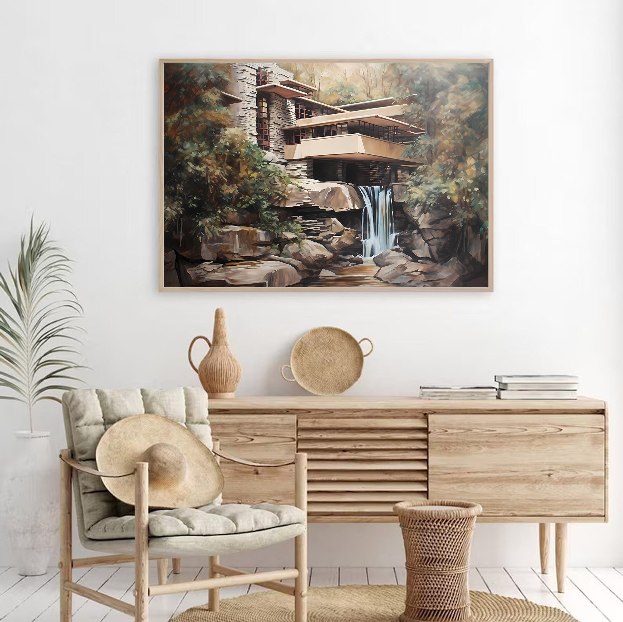 建築油絵 | 落水荘 | フランク・ロイド・ライト | 建築プリント | 建築