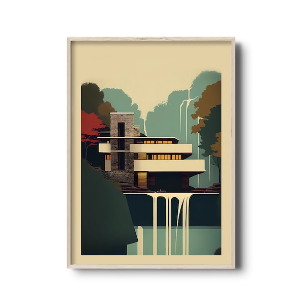 Frank Lloyd Wright Falling Water Print Architecture Poster Pennsylvania ...