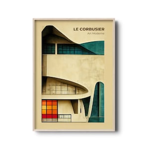 Arte murale architettonica di Le Corbusier / Architettura contemporanea / Architettura modernista / Stampa di architettura di metà secolo / Poster di design