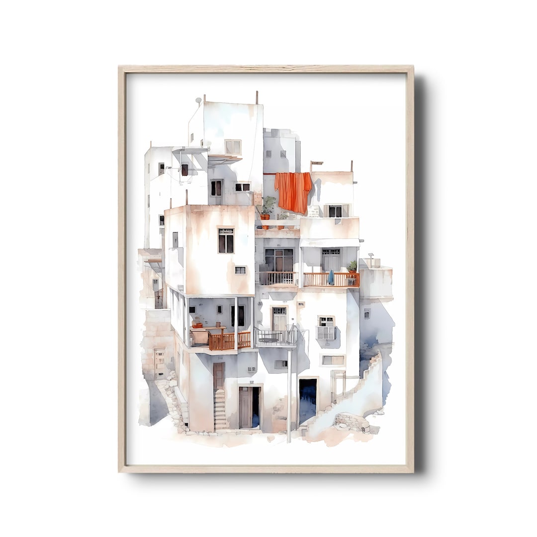 Vintage Rustic European Village Art Print Countryside Village Wall Art