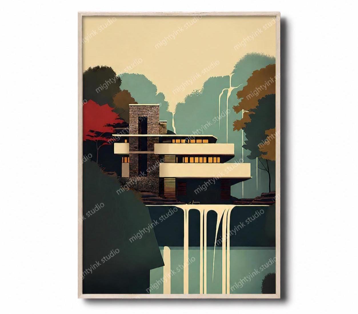 Framed Vintage Frank Lloyd Wright - Etsy