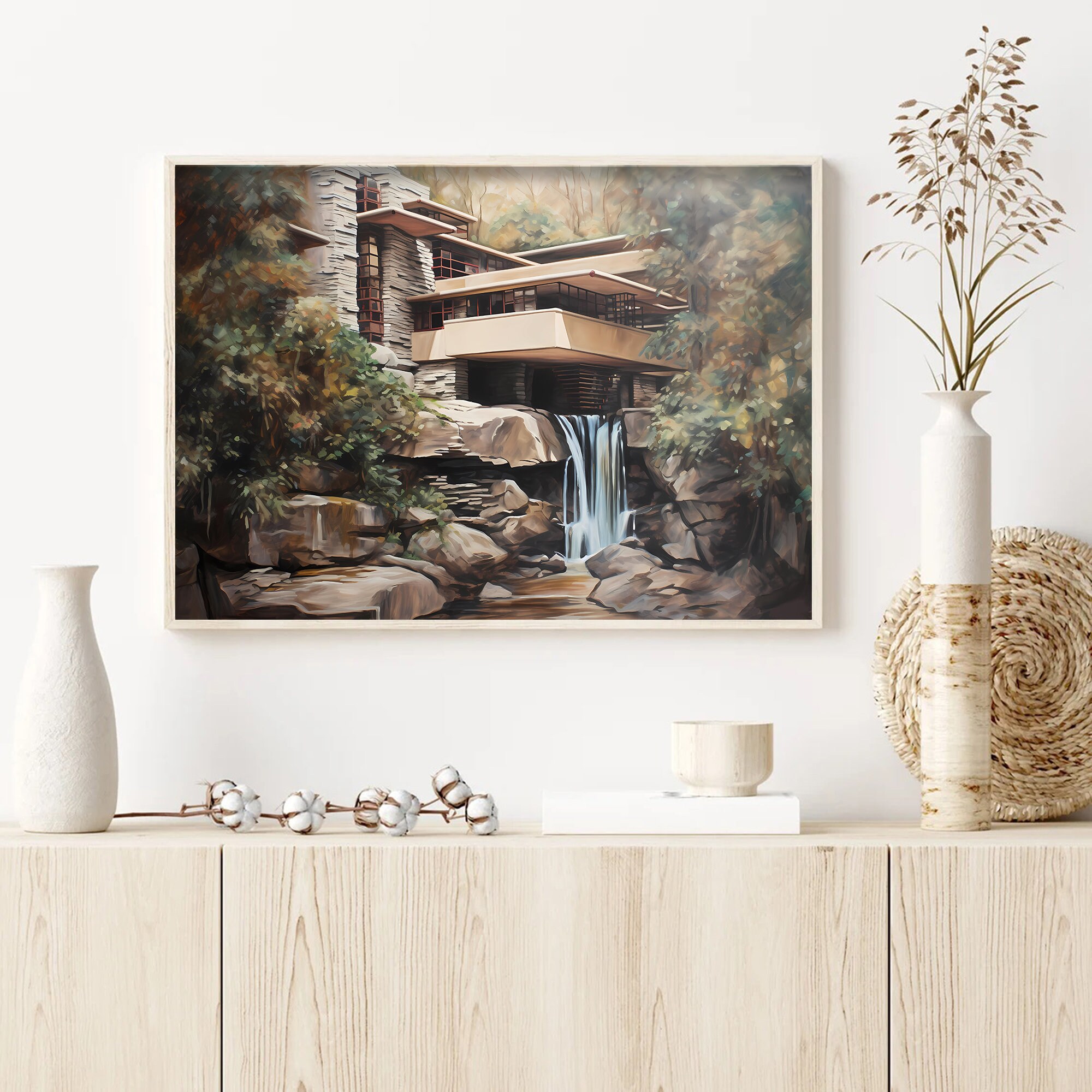 建築油絵 | 落水荘 | フランク・ロイド・ライト | 建築プリント | 建築