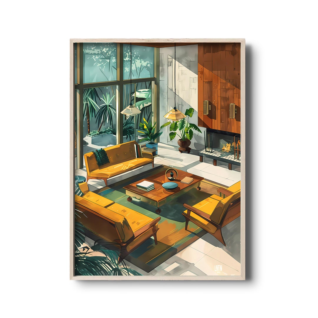 Mid-century Modern Art Print | Vintage Interior Wall Art | Modern ...