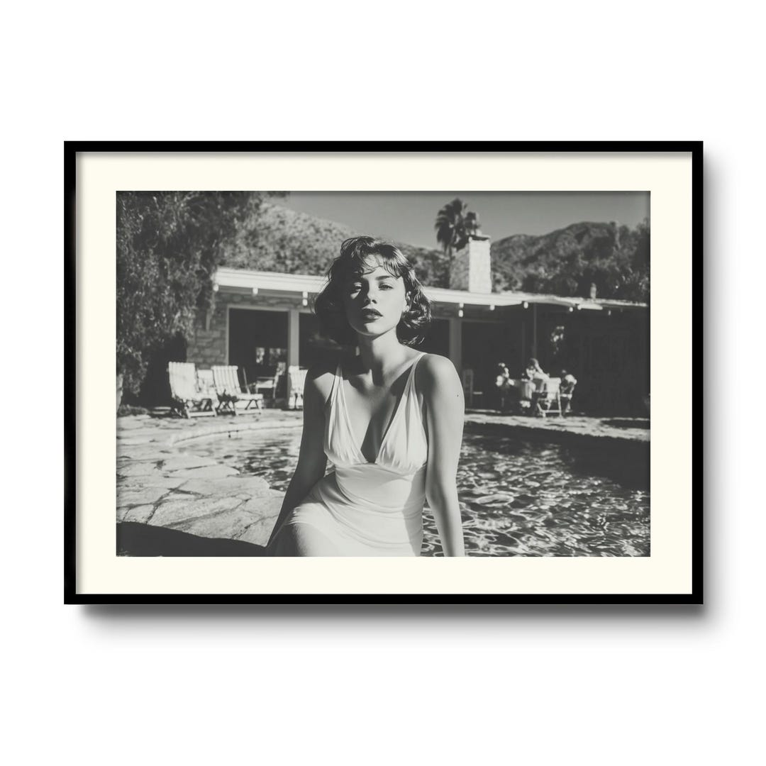1950s Glamour Poolside Portrait | Vintage Palm Springs Art Print
