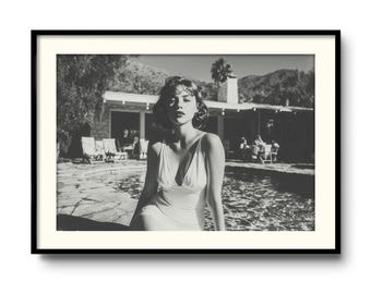 1950s Glamour Poolside Portrait | Vintage Palm Springs Art Print