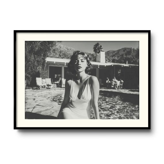 1950s Glamour Poolside Portrait | Vintage Palm Springs Art Print