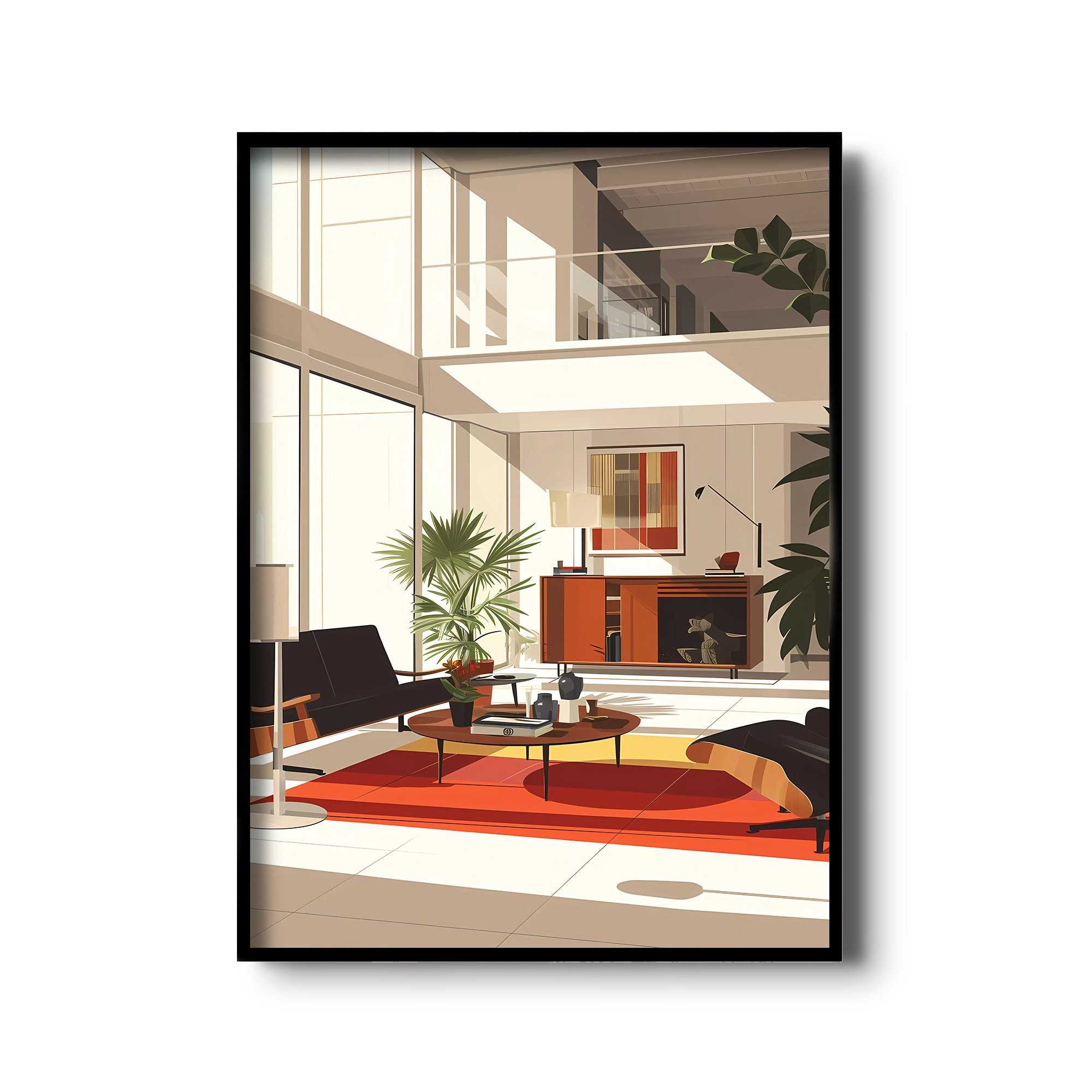 Mid Century Modern Interior Art Print | Modernism | Vintage