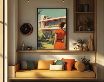 Retro Futuristic Wall Art Print - Mid-century Modern Architecture