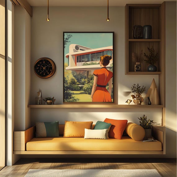 Retro Futuristic Wall Art Print - Mid-century Modern Architecture