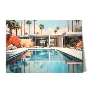 Mid Century Modern | Palm Springs wall art | Oil on canvas | Retro pool art | California Modern architecture  | Palm Springs Desert house