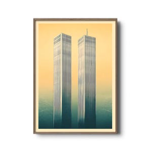 World Trade Center Twin Towers Print | NYC Architecture Art | Minimalist Skyline Illustration | Vintage New York Memory Wall Decor