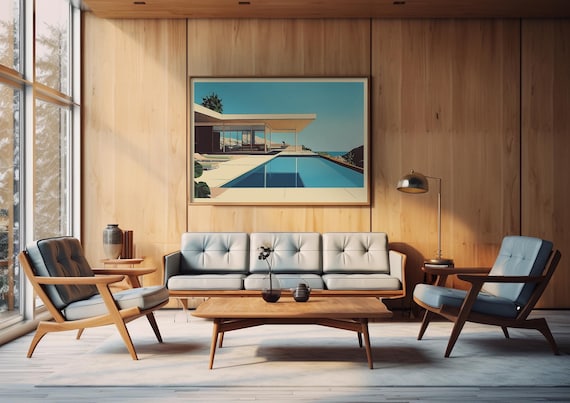 Mid-century Modern House Print | Los Angeles Cliffside Home Art