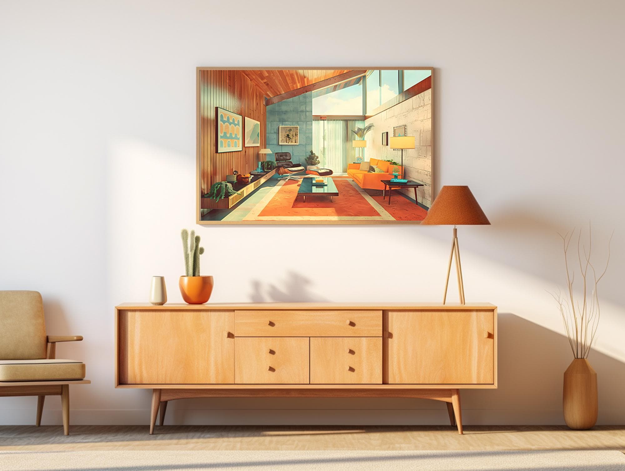 Classic 1950s Interior Art Print | Mid-century Modern Architecture