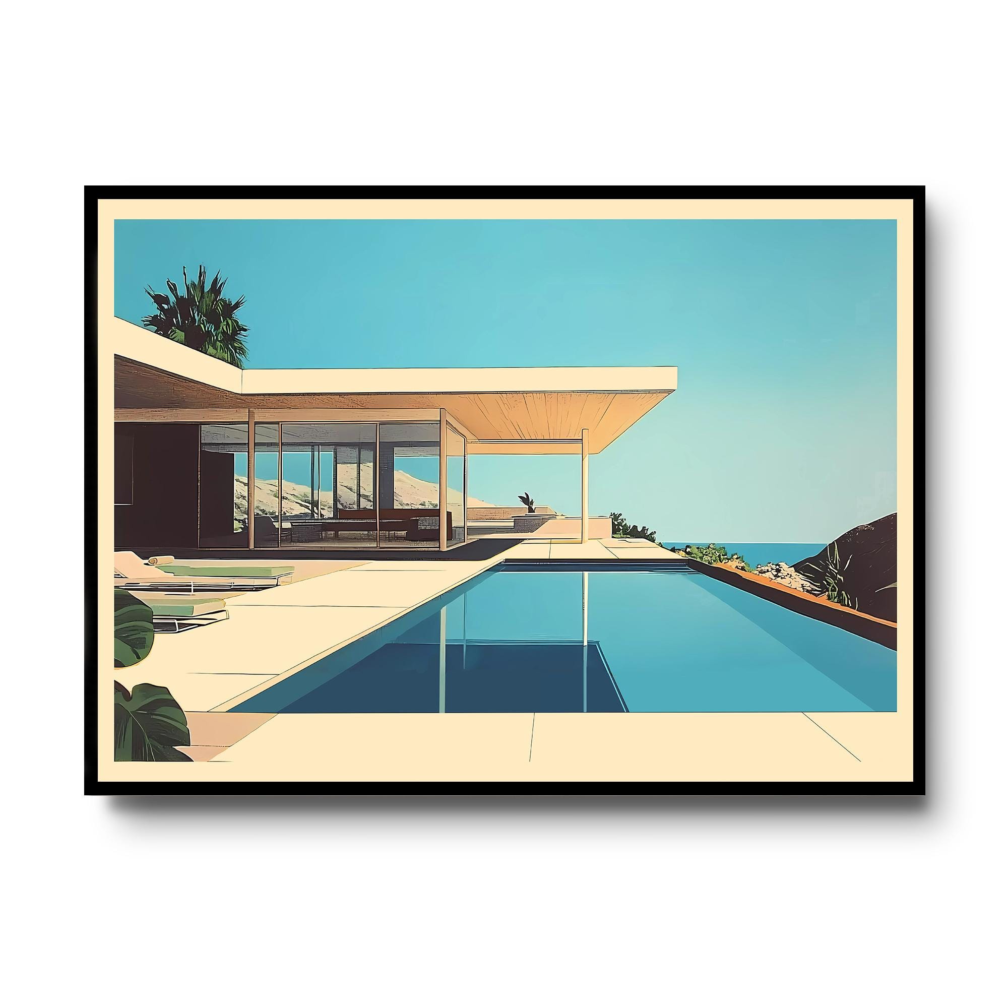 Mid-century Modern House Print | Los Angeles Cliffside Home Art