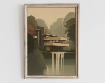 落水荘プリント V2 | 建築ポスター | フランク・ロイド・ライト邸宅