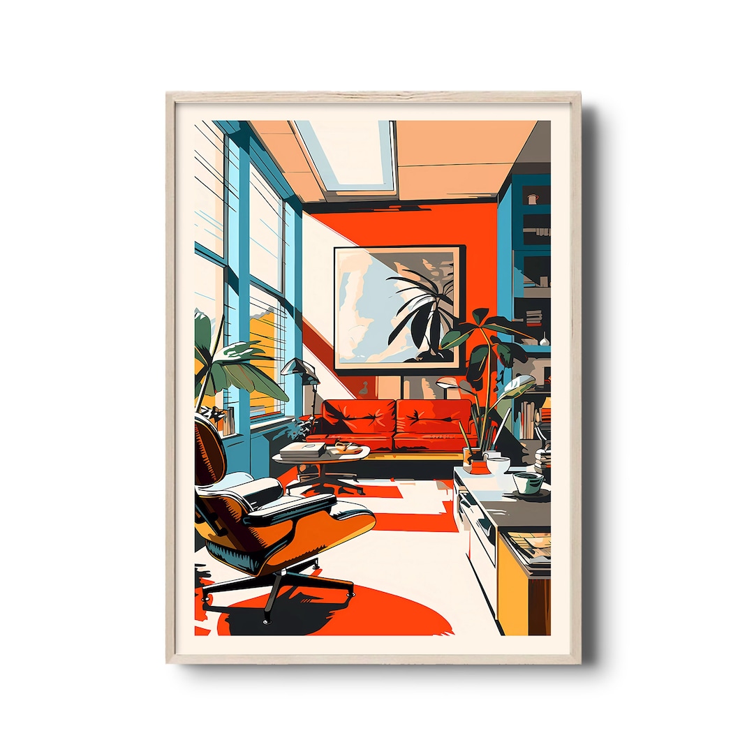 Mid-century Modern Illustration | Eames Lounge Chair | Retro