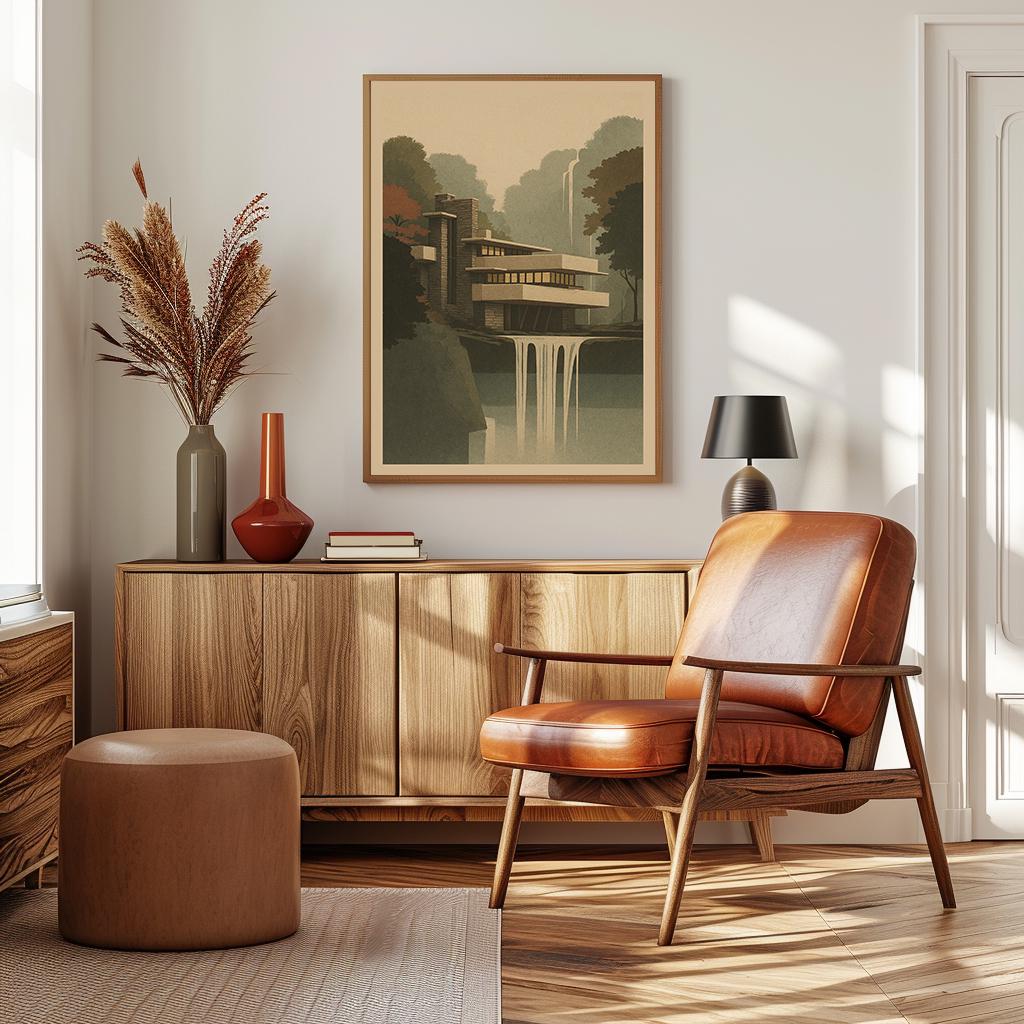 Fallingwater Print V2 | Architecture Poster | Frank Lloyd Wright House ...
