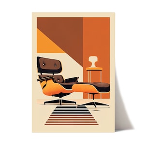 Mid century print | Eames Lounge chair wall art | modern wall art print | modernist artwork | boho wall art | Retro print | Design poster