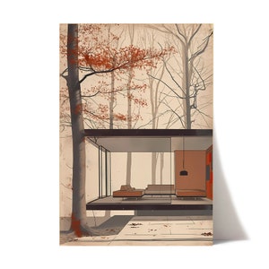 Farnsworth House Art Print | Mies Van der Rohe | Modern Architecture | Modernism | Plano Illinois | Rationalist style | Modernist wall art