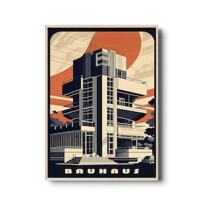 Bauhaus architecture poster | Bauhaus Design | retro architecture print | Architecture wall art | Architecture vintage illustration