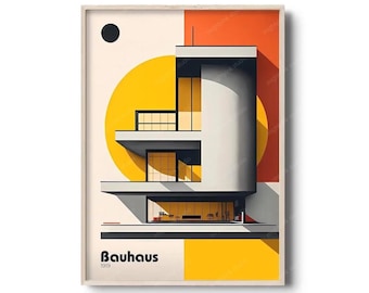 Bauhaus-arkitekturposter | Modern arkitekturväggkonst | Arkitekturtryck | Modern arkitektur | Arkitektkontorinredning