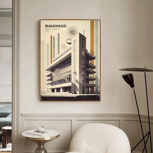 Vintage Architecture Poster | Bauhaus Design Wall Art | Retro ...