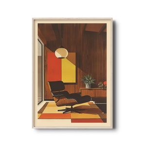 Eames Lounge Chair Art Print | Mid-Century Modern illustration | Vintage Modernism wall art | Modern Architecture Mid Century Poster