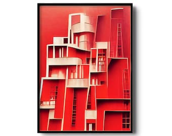 Architecture art print | Deconstructivism architecture | modern architecture | modernism | minimalist wall art | Bernard Tschumi architect