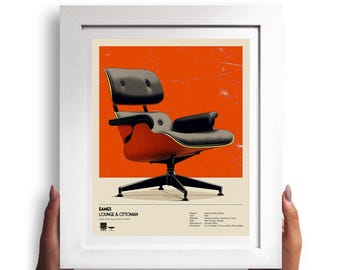 アート・デザイン・音楽 EAMES LAMA MODERN AUCTION CATALOGUE Eames Lounge Chair Print - Mid Century Modern Poster - Iconic