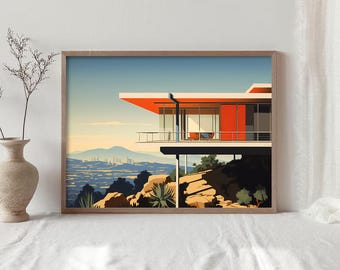 Los Angeles Stilt House Print | Hollywood Hillside Hanging